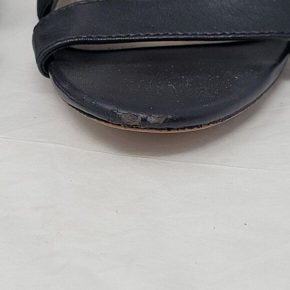 Vince Camuto Macobi Strappy Black Leather Kitten Heels Size 8 Ankle Strap Baddie - Picture 11 of 13